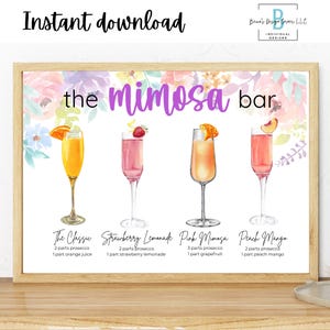 Mimosa Bar, Digital download,Mimosa Sign Brunch, Bubbly Bar Sign, Mimosa Bar, Champagne bar, High tea party, flower party sign, baby shower