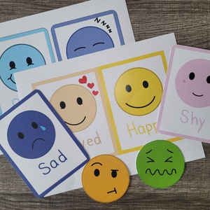 Set of 16 printable Emotion Cards, emotion posters, teaching emotions activity, print and cut emotion cards