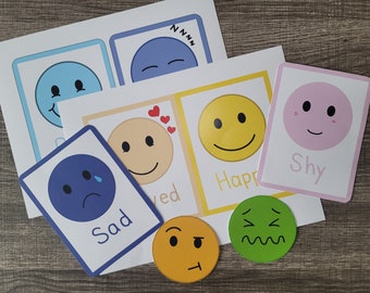 Set of 16 printable Emotion Cards, emotion posters, teaching emotions activity, print and cut emotion cards