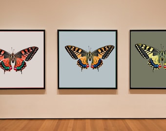 Butterfly Wall Art Print Set of 3, Colorful Butterfly Printable Art, Modern Whimsical Butterfly Art, Butterflies Artwork, Digital