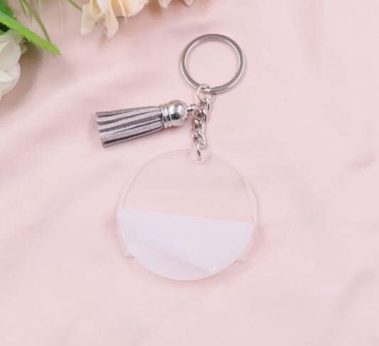 Clear Round Acrylic Blanks With Silver Tone Keyring Chains, Transparent  Circle Discs Set, Split Ring Keyring, Keyring Blanks, Acrylic Blank 