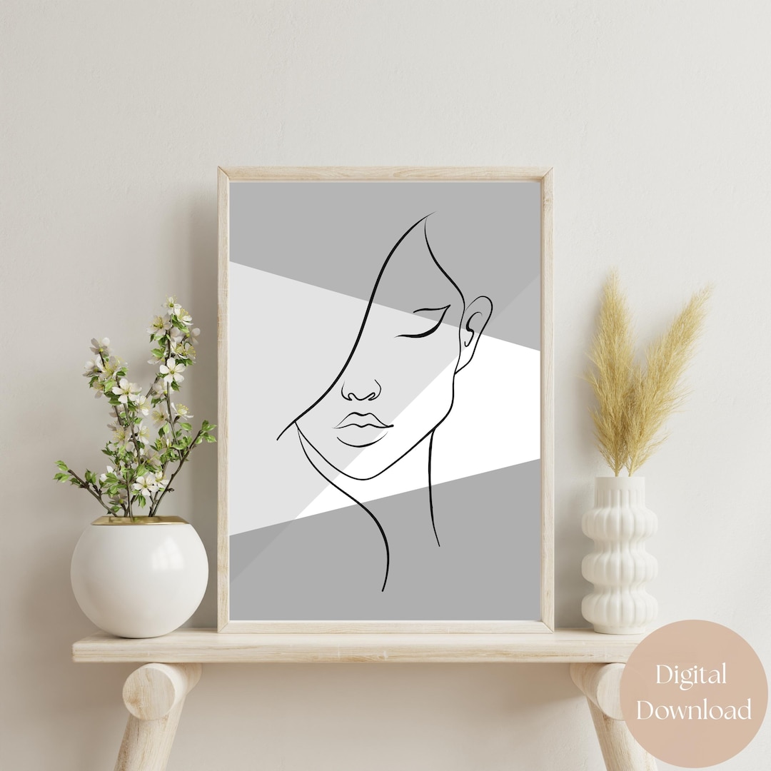 Woman Face One Line Drawing Art Print I Female Line Art for Living Room ...