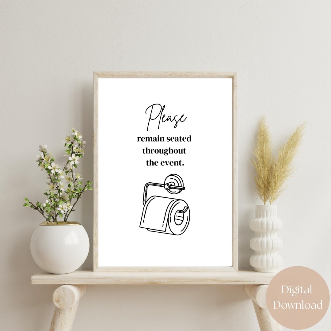 Funny Toilet Paper Art Print: Minimalist Bathroom Wall Decor (digital ...