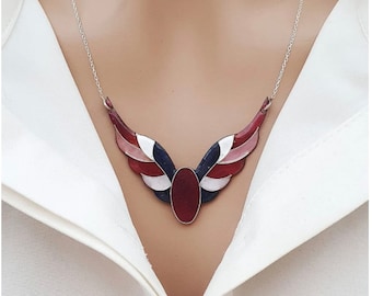 Colar Asa de Anjo Corrente de Prata Turquesa