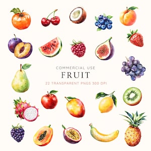 Paquete de imágenes prediseñadas de frutas: cítricos y frutas exóticas, fondo transparente de alta resolución, tropical, descarga digital para logotipos e invitaciones.