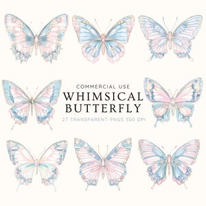 Pastell Schmetterling Clipart, wunderliche Schmetterling PNG, Pastell Schmetterling Illustration, weiche ästhetische Schmetterling Kunst, Fantasy Insekt Clipart