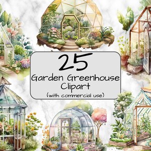 Clipart de estufa de jardim em aquarela. Clipart de jardim primavera. Estufa de quintal. Arte Digital/Sublimação. Formato PNG. Download instantâneo.