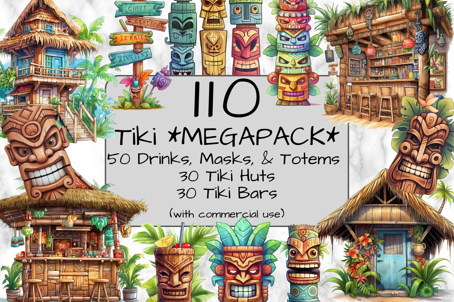 110-tiki-megapack-tropical-clipart-png-format-transparent-background