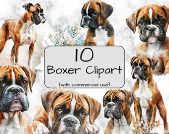 Watercolor Boxer Dog Clipart. Digital Art & Sublimation. Boxer clip art. PNG format. Instant download. Commercial Use. Puppy clip art.