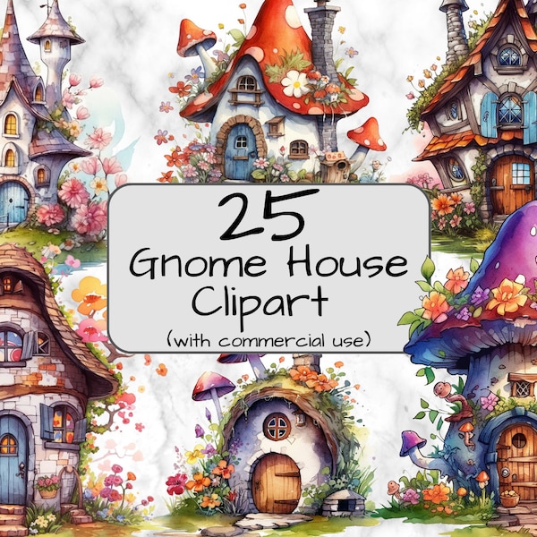 Gnome House Clipart. Garden Clipart. PNG Format. Transparent Background. Fantasy Clipart. Commercial Use. Sublimation. Junk Journal.