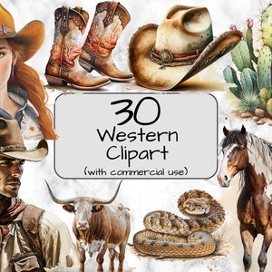 Watercolor Western Clipart. Digital Art & Sublimation. PNG format. Transparent background. Commercial use. Cowboy png. Cowgirl clipart.