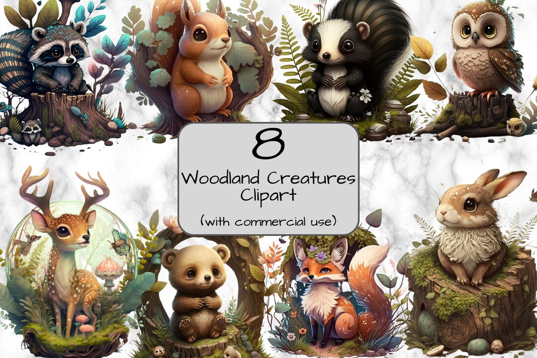 Woodlands Creatures Digital Art Magic Forest 8x Png Instant - Etsy