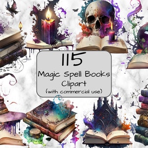 115 Magic Spell Books Clipart, Watercolor Digital Art & Sublimation, Fantasy Books, PNG, Fantasy Clipart, Instant Download, Commercial Use