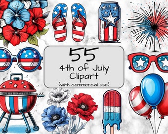 4th of July Clipart. Independence Day Clipart. Digital Art & Sublimation. PNG format. Transparent Background. Patriotic Clipart. America PNG