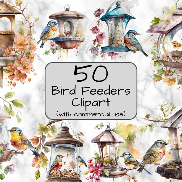 Watercolor Bird Feeders Clipart. Digital Art & Sublimation. PNG format. Instant download. Spring Garden Clipart. Wedding png. Commercial use