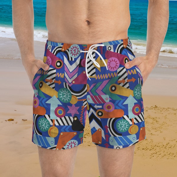 Short de bain Pinball Wizard. Imprimé intégral. Vêtements d'été pour hommes. Rétro. Arcade. Jeux. Station balnéaire. Piscine. Lac. Plage.