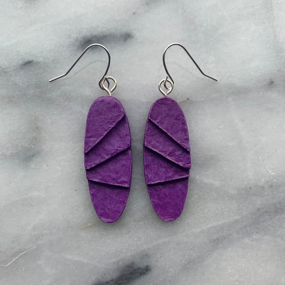 Oval Recycled Paper Earrings Etsy