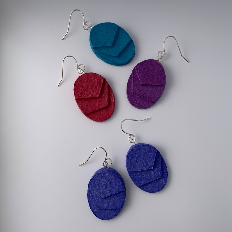 Oval Recycled Paper Earrings Etsy