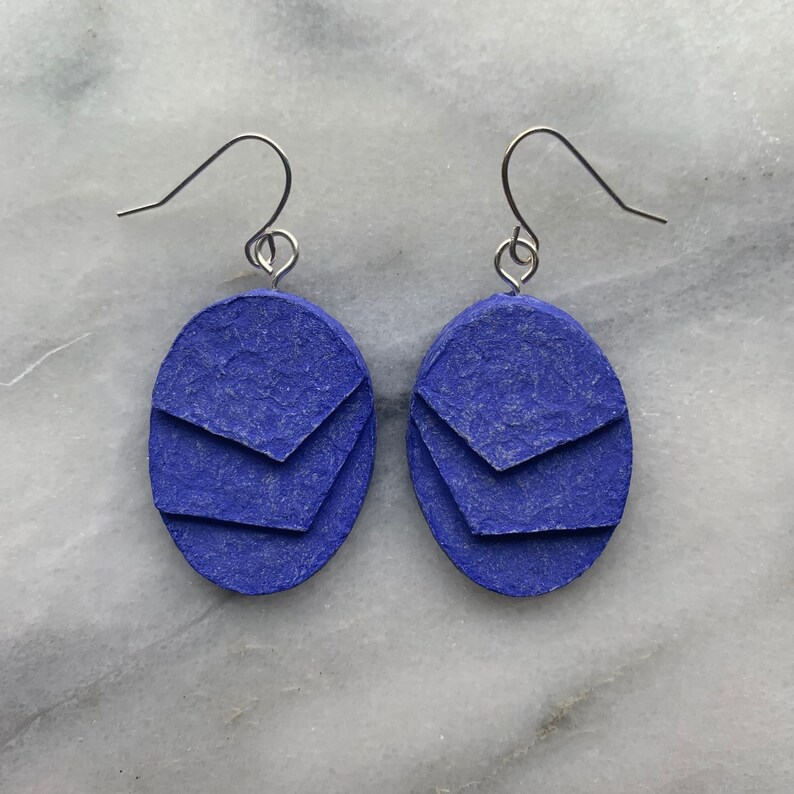 Oval Recycled Paper Earrings Etsy