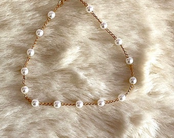 Womens Pearl and Gold Anklet