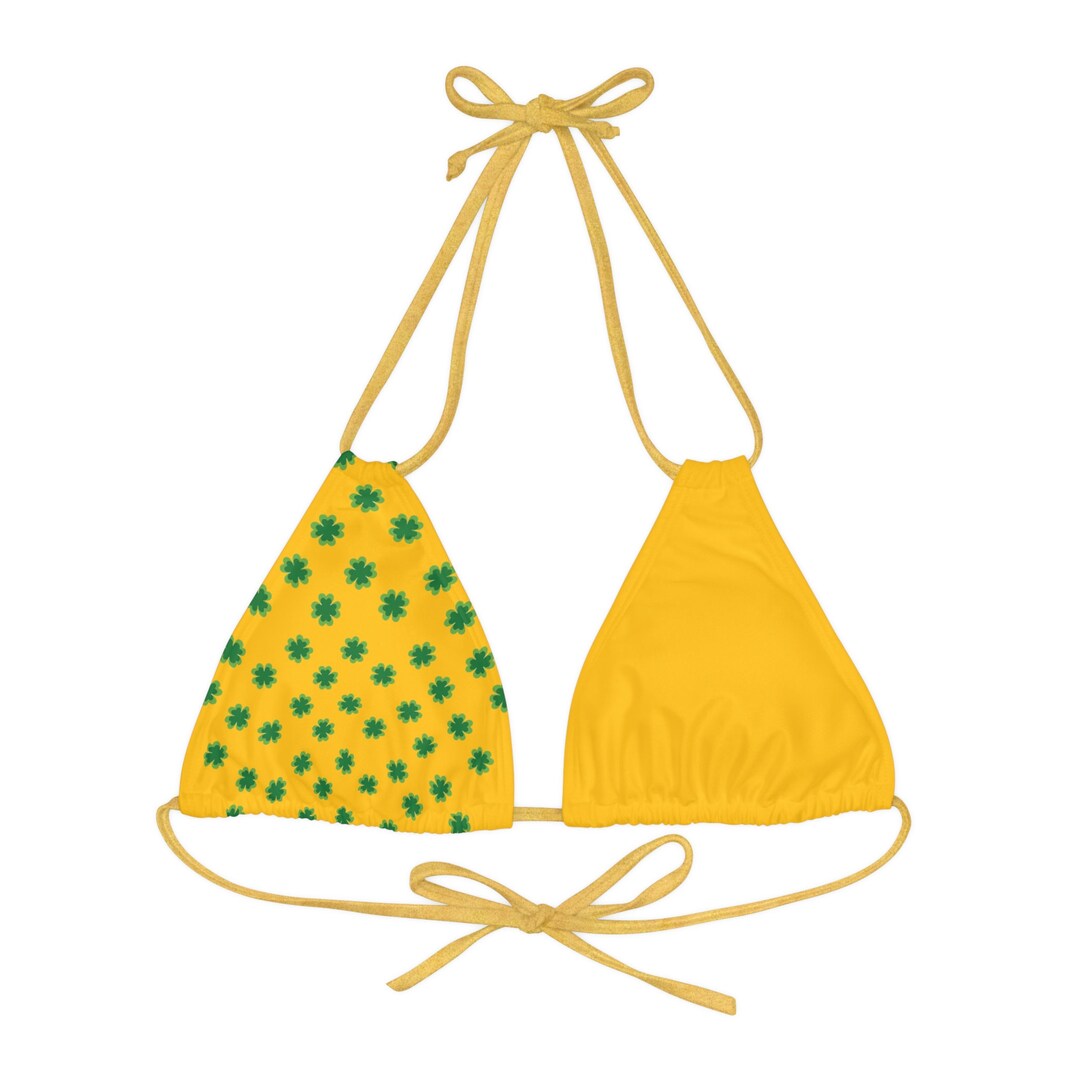 Lucky Golden Strappy Triangle Bikini Top Etsy