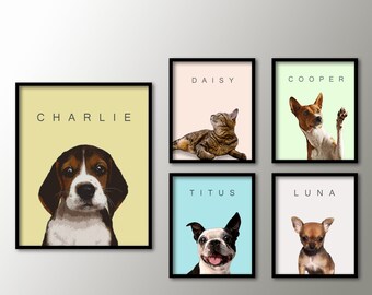 Custom Pet Portrait, Digital Painting, Pet Lovers, Personalized Gift, Memorial Decor, Dogs & Cats, Digital to Print, Portraits From Photos