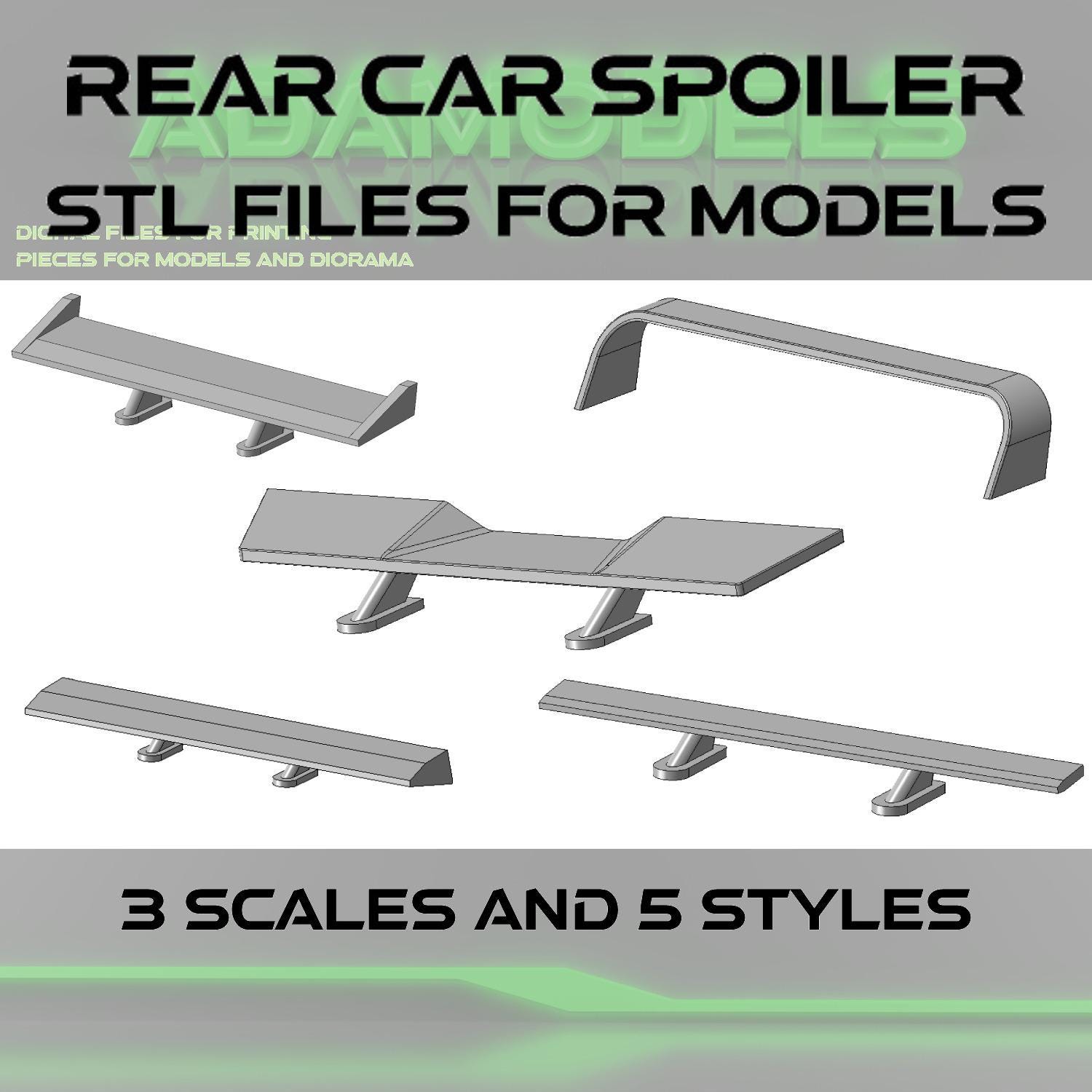Type R Spoiler Stl File Rear Car Spoiler Stl Files for Models. Pack 2 - Etsy