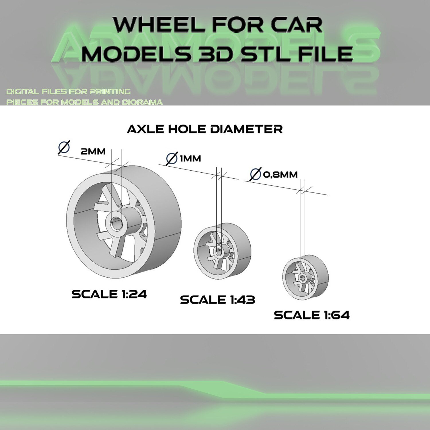 Wheels for Car Models Stl Files (including Hotweels Scale) - Etsy