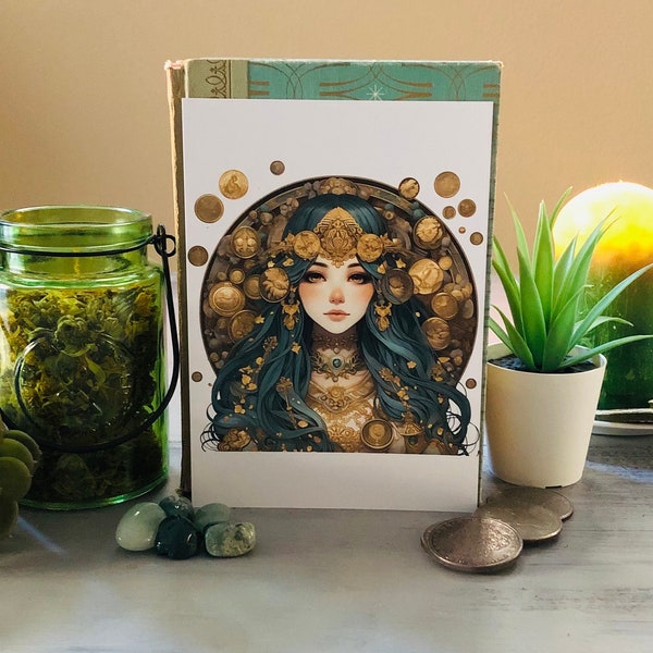 Tyche Art Print | Goddess Tyche Alter Art | Witch's Alter Magick Alter Goddess Alter | Tyche Alter Devotional Art Luck Prosperity Goddess