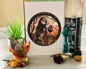 Baba Yaga Art Print | Baba Yaga Altar Art | Witch's Altar Magick Altar Goddess Altar | Baba Yaga Altar Baba Yaga Devotional Art