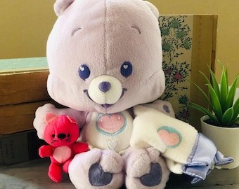 Vintage 2000's Share Bear Care Bear Cub Plush | Retro Care Bear Cub with Blanket and Kitty | Retro 2004 Baby Share Bear Plush Care Bear Baby