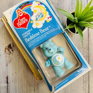 Vintage 1980&#39;s Bedtime Care Bear in Box | Retro PVC Care Bears Figures Original Care Bears Action Figure Retro 1980s Bedtime Bear Moon Bear