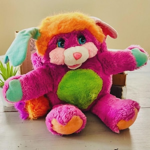 Vintage 1980&#39;s Popples Pancake Popple | 80&#39;s Purple, Orange, Blue, Green Popple Plush | 1986 Retro Popples Pancake Popples Stuffed Animal