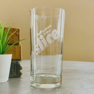 Vintage 1980&#39;s Lemon Lime Slice Glass | 80&#39;s Drinking Glass | Vintage Retro Brands Tumbler | Retro Soda Glass Tumbler Slice Soda Soft Drink