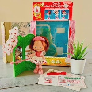 Vintage 1980&#39;s Dancing Strawberry Shortcake Doll | Retro Kenner Strawberry Shortcake Ballet Dancer Doll with Mirror and Bar Dancer Doll
