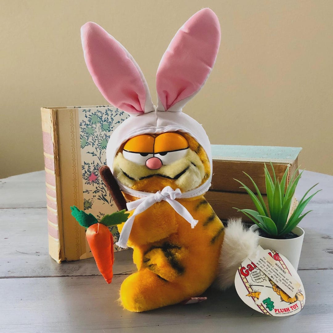 Vintage 1980's Garfield Plush | Retro 80's Dakin Garfield Easter Bunny ...