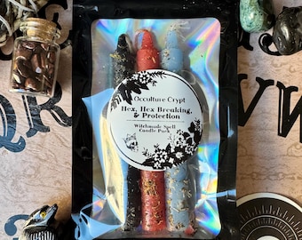 Lot multiple de bougies magiques Witchmade | Bougies magiques brise sortilèges, brise-sorts et protection Bougies rituelles Bougies magiques habillées ointes