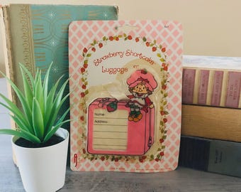 Vintage 1980's Strawberry Shortcake Luggage Tag | Retro Strawberry Shortcake Luggage Tag Suitcase Label | Vintage 80s Dolls