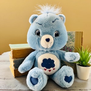Vintage 2000&#39;s Just Play Grumpy Care Bear Plush | 2007 Care Bear Plush | Retro 2007 Grumpy Bear Care Blue Storm Cloud Care Bear