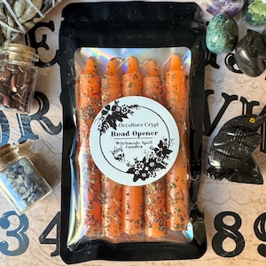 Witchmade Spell Candles | Road Opener Remove Obstacles Spell Candles Ritual Candles | Orange Chime Candles Dressed and Anointed Spell Candle