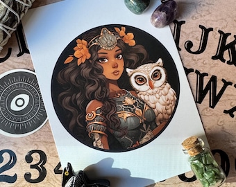 Athena Art Print | Goddess Athena Altar Art | Witch's Altar Magick Altar Goddess Altar | Athena Altar Athena Devotional Art Wisdom Goddess