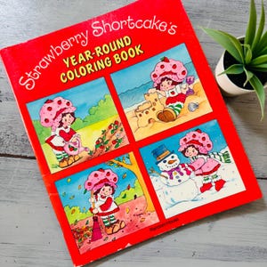 livre de coloriage Charlotte aux fraises vintage des années 1980 | Livre de coloriage sablé aux fraises rétro | Livres de coloriage rétro