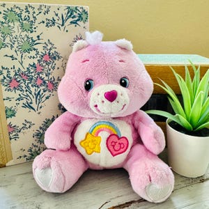 Vintage 2000&#39;s 20th Anniversary Celebration Best Friend Bear Care Bear | Retro Best Friend Bear | Pink Purple Rainbow Heart Care Bear