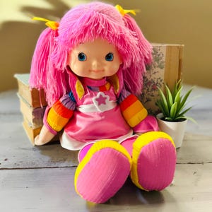 Vintage Style Re-Release Tickled Pink Rainbow Brite Doll | Retro 2018 Pink Doll | Retro 2000&#39;s Hallmark Rainbow Brite Plush Doll 2018