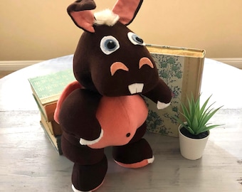 Vintage 1980's Wuzzles Hoppopotamus Handmade Plush | 1980's Wuzzels Stuffed Animal | Wuzzles Hippo Bunny Rabbit Handmade Stuffed Animal