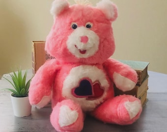 Vintage 1980's Handmade Love-a-Lot Care Bear | Original Care Bear Plush | Retro 1980's Love-a-Lot Bear Care Bear | Pink Hearts Care