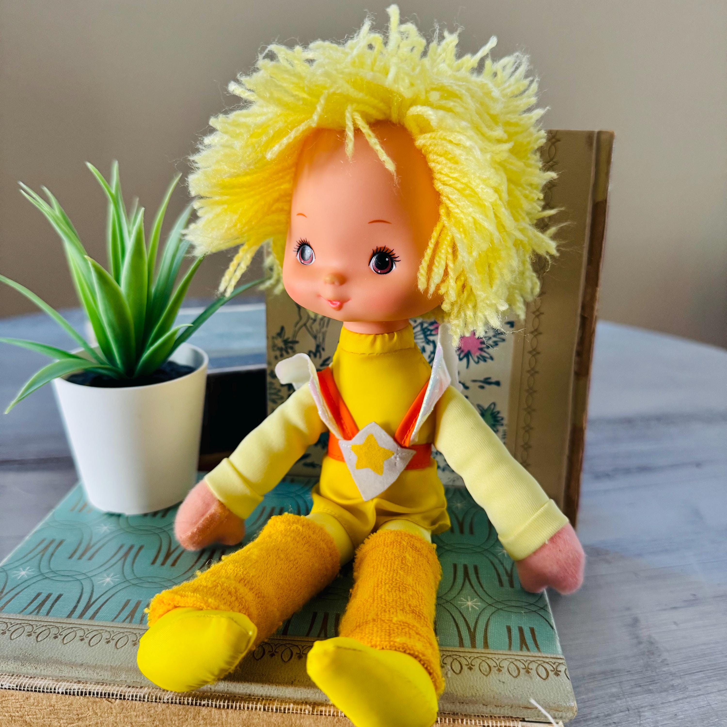 Vintage 1980's Canary Yellow Color Kid Doll With Lucky Sprite