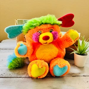 Vintage 1980&#39;s Popples Puzzle Popple | 80&#39;s Orange Popple Plush | 1986 Retro Popples Plush Puzzle Popples Stuffed Animal