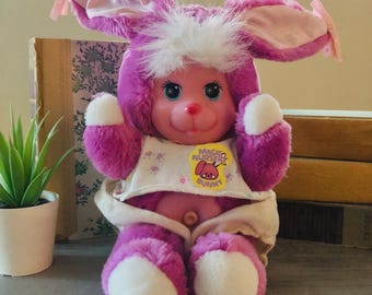 Vintage 1990's Magic Nursery Pets | Mattel Magic Nursery Purple Bunny | Retro 90s Mattel w/ Clothes Magic Nursery Bunny, Kitty Bear Surprise