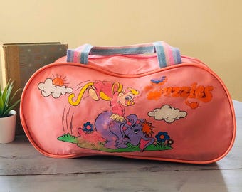 Vintage 1980's Wuzzles Duffle Bag | 1980's Wuzzels Tote Bag Purse | Wuzzles Eleroo and Rhinokey Duffle Bag Kids School Bag Travel Bag